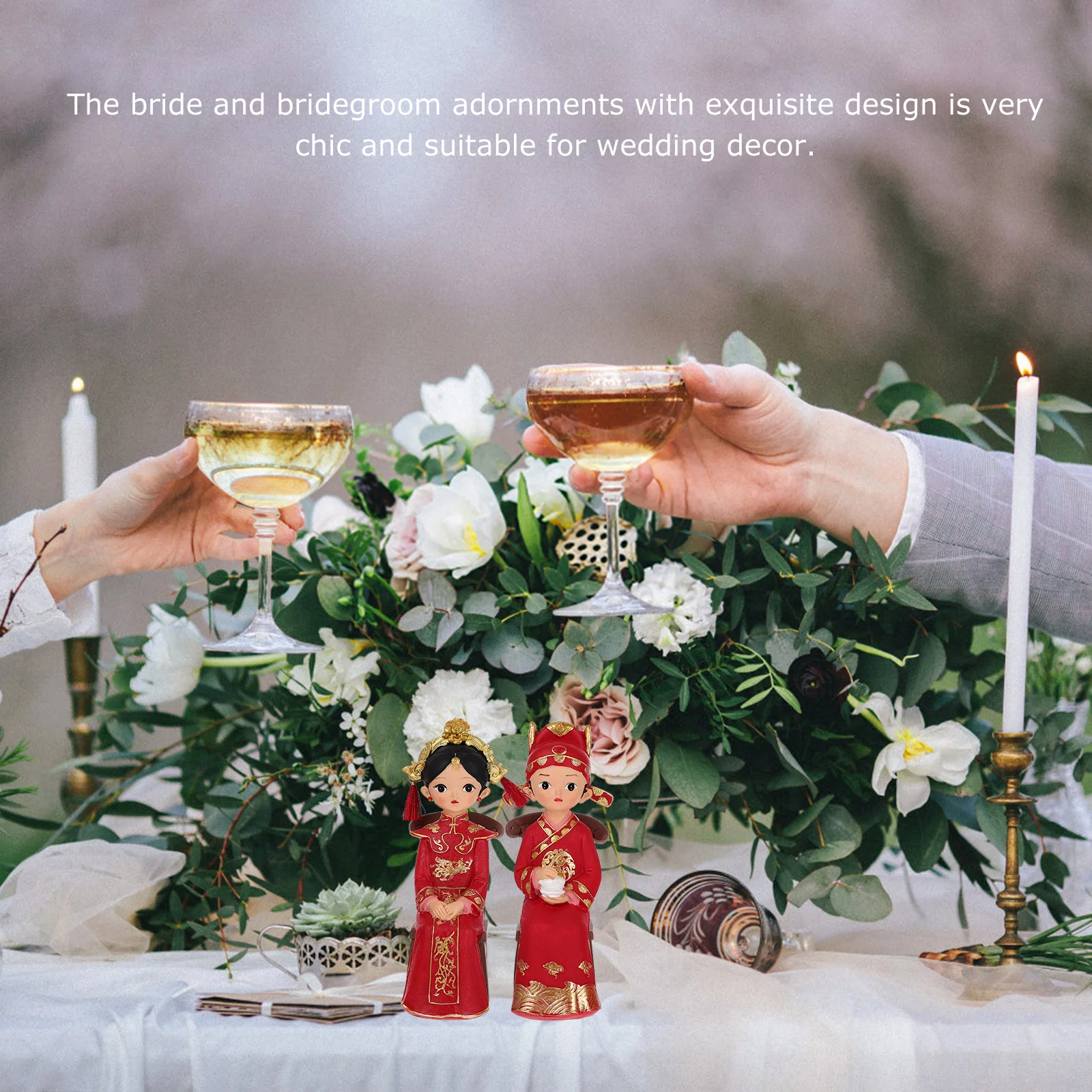 

1Set Chinese Wedding Gift Bride Bridegroom Couple Statue Wedding Decorations Home Bridal Shower Newlywed Bride Bridegroom Statue