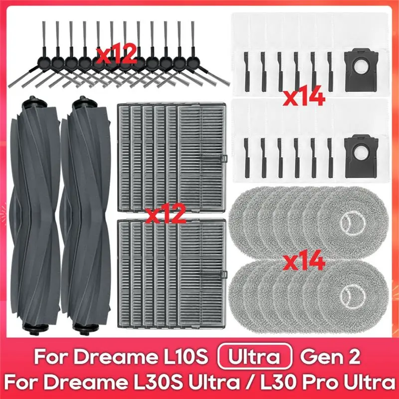 

Винтажный комплект аксессуаров для Dreame L10S Ultra Gen 2, L30S Ultra, L30 Pro Ultra: основная и боковые щетки, фильтр, тряпка для мытья полов, мешок для сбора пыли
