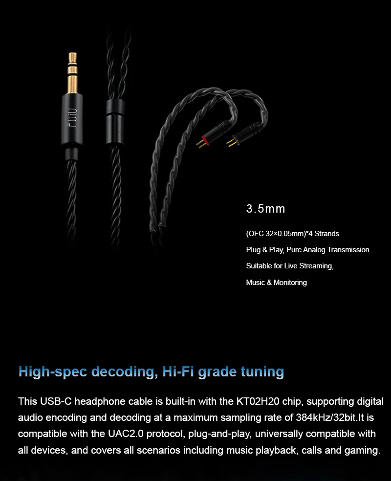 EUIU EI-01 Dynamischer Treiber Allround-HiFi-IEM mit 0,78mm 2-Pin Abnehmbarem Anschlussdesign – Detail 8