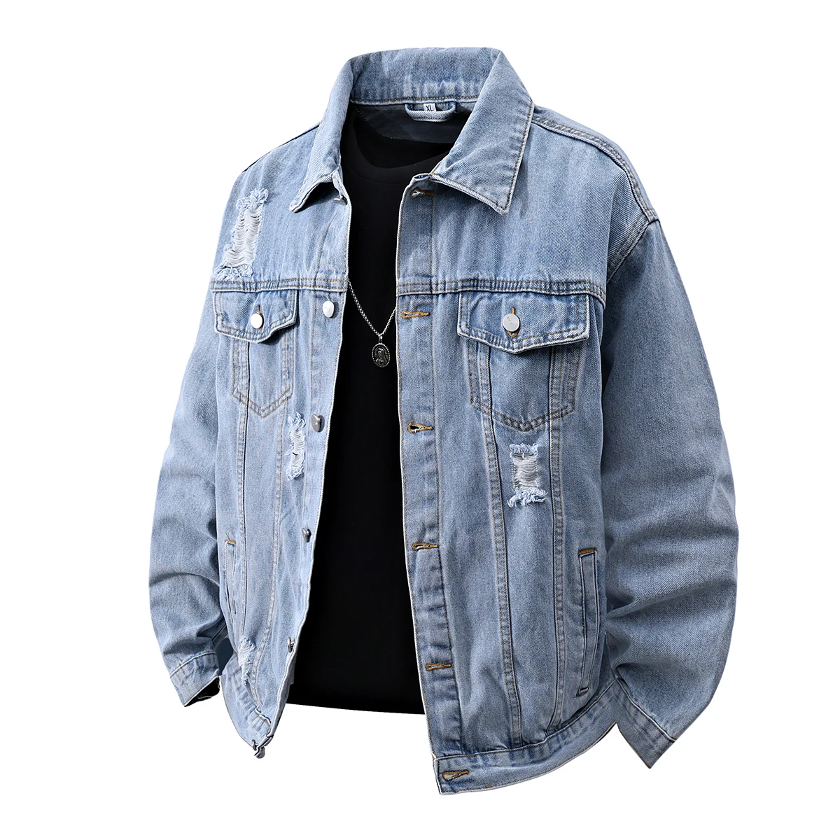 แจ็คเก็ตยีนส์ผู้ชายทรงหลวม สไต - Street Fashion Jeans Men บทวิจารณ์และราคา