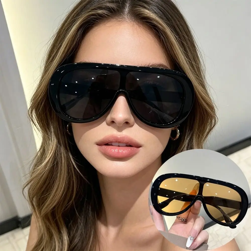 Retro Integrierte Übergroße Sonnenbrille mit Großem Rahmen, UV-Beständig, Modische Schutzbrille für Damen und Herren