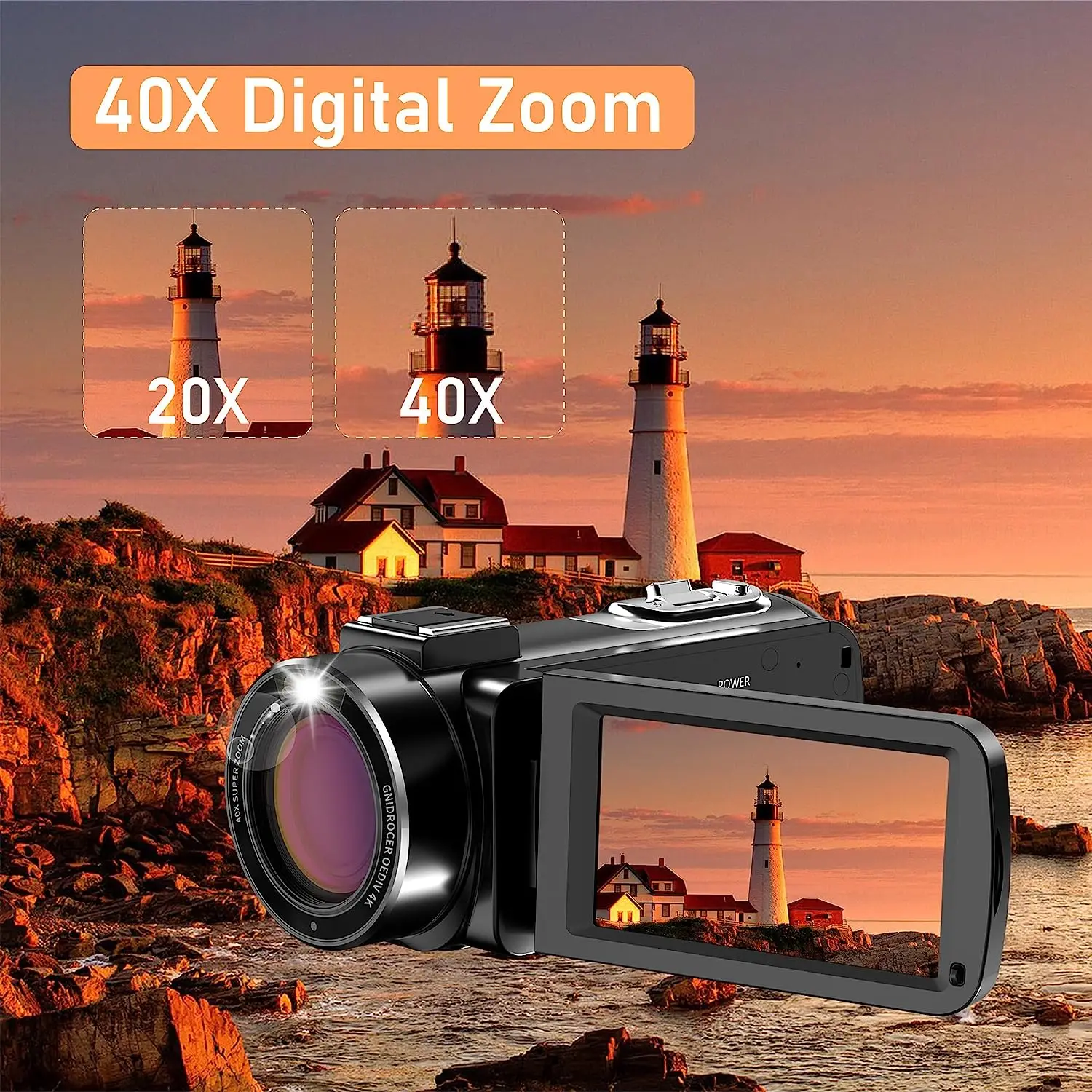 10X Optical Zoom Digital Camera 4K Video Camcorder 40X Super Zoom Camera Ultra HD 30MP WiFi Vlogging YouTube Camera Auto Focus