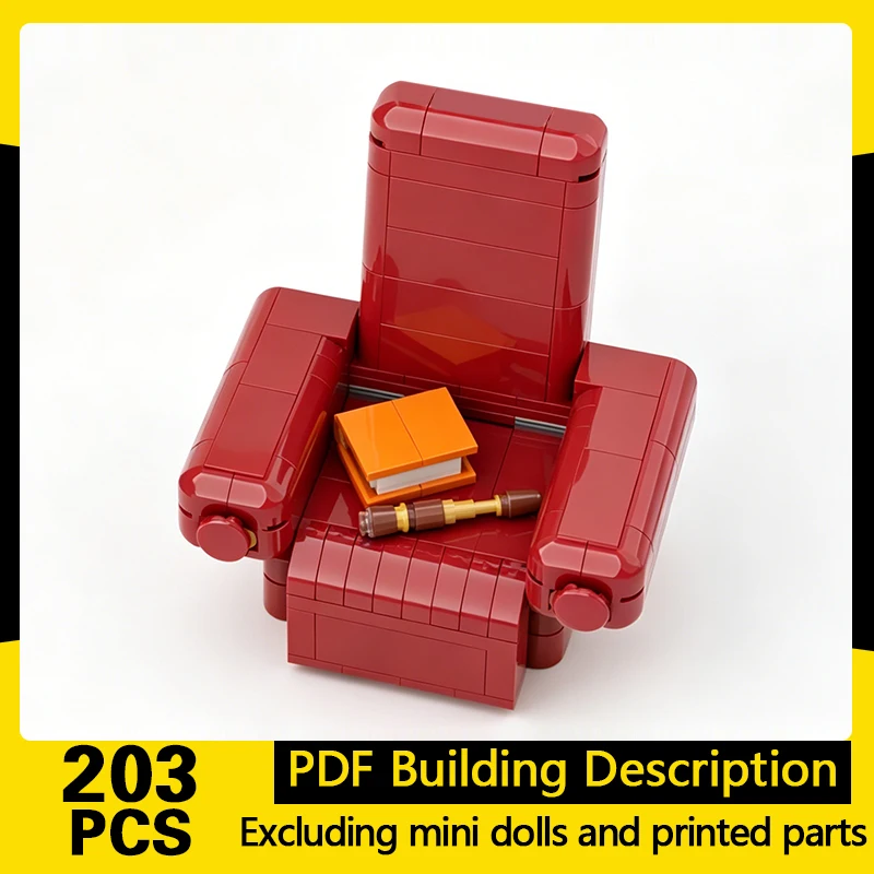 

City Street View Model MOC Building Bricks Red Comfy Chair Modular Technology Gifts Holiday Assemble Children Toys Suit