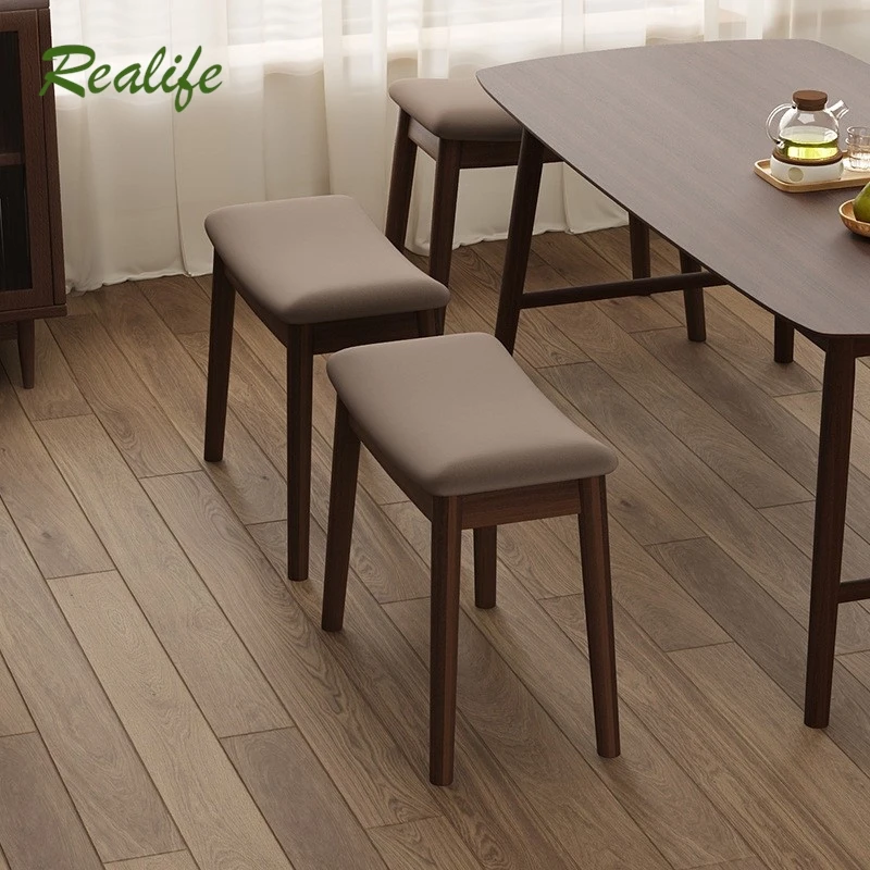 

Realife Home restaurant dining chairs simple and modern saddle stools walnut wood dining chairs solid wood stools 2024