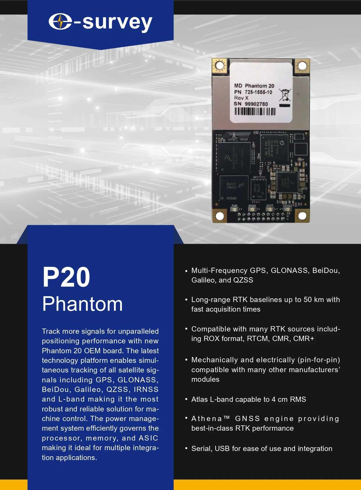 Unistrong Phantom 20 GNSS Receiver  High-precision Positioning Board  800 Cha-nnels P20U