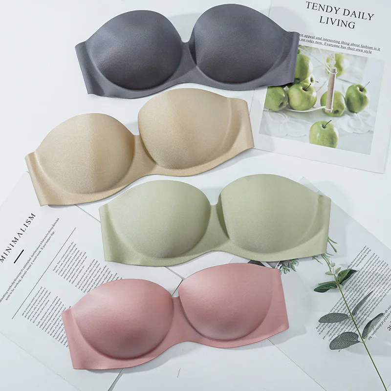 Women Sexy Strapless Bra Invisible Push Up Bras Wire Free Underwear Seamless Lingerie Soft Female Bralette Wedding Brassiere Top