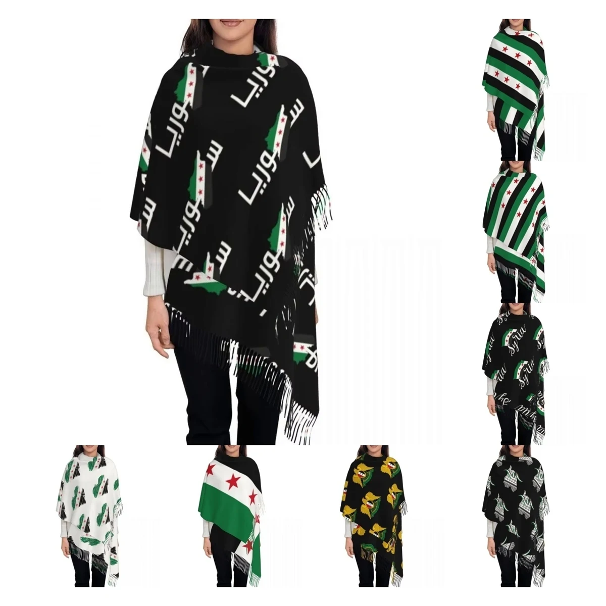 Syria Flag Arabic Scarf for Womens Winter Fall Pashmina Shawls and Wrap Syrian Arab Republic Long Large Shawl Scarf Daily Wear