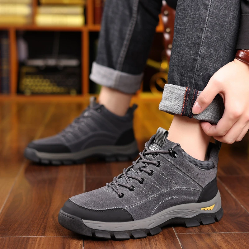 Men Winter Leather Shoes Warm Wool Lined Casual Boots Thick Plush Fur Comfortable Non Slip Footwear For Middle Aged Men Outdoor