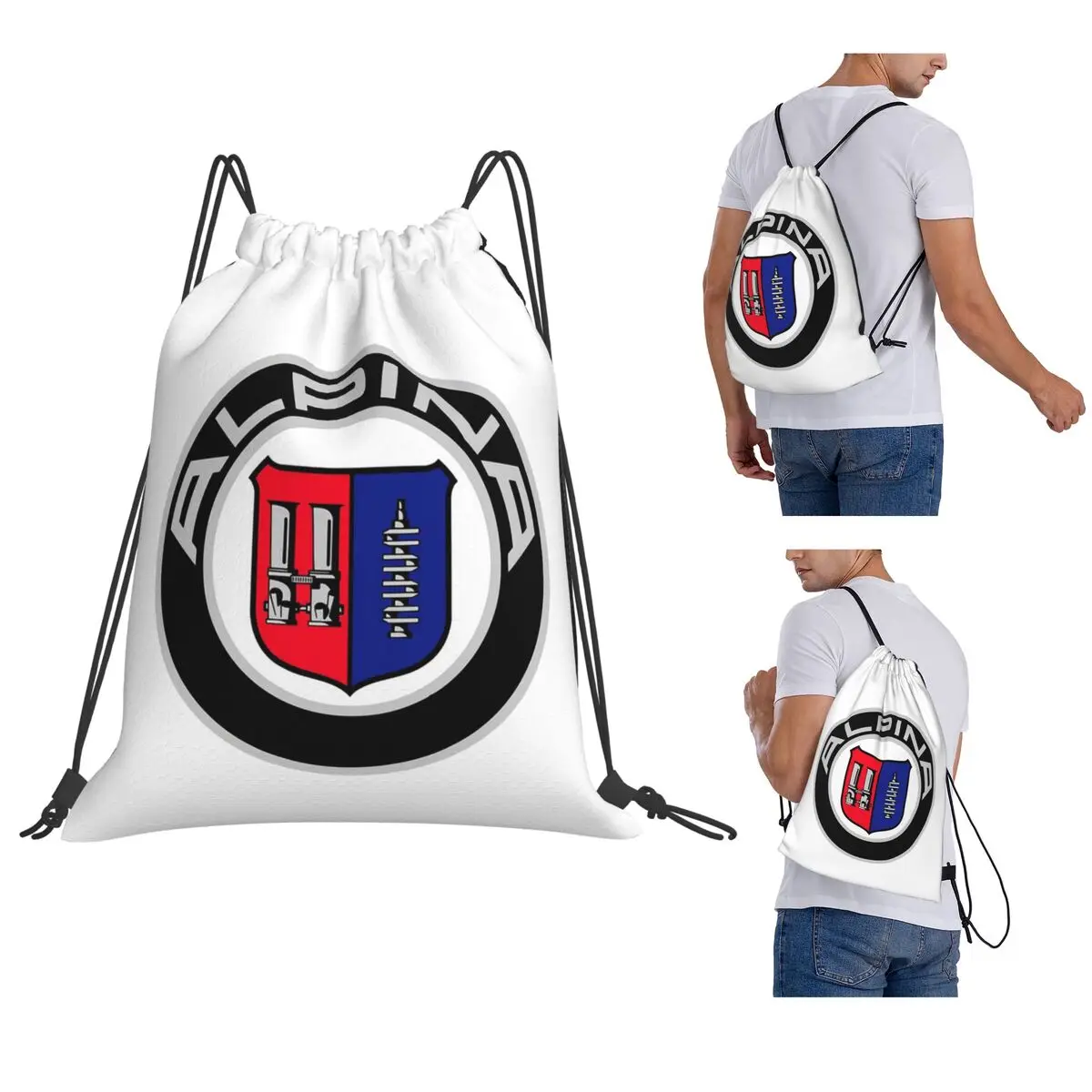 Alpina - Mochilas con logotipos de coches clásicos, bolsas portátiles con cordón a la moda, zapatos, bolsas para libros para hombre, mujer, escuela