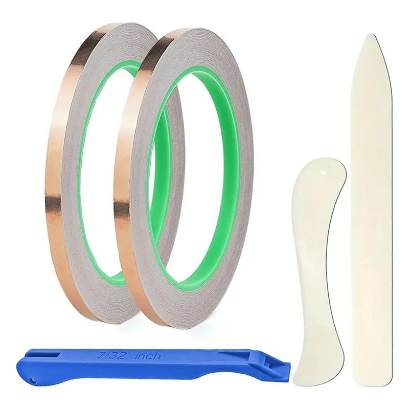 A60F-7/32 Copper Foil For Stained Glass,Copper Reactive Foil With Double-Sided Conductive - Deco,32.8 Yards With Foiling Tool
