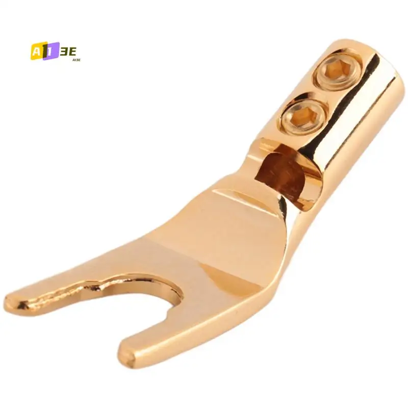 

A13E-16PCS HIFI Banana Y Spade U/Y Gold Plated Pure Copper Screw Fork Hifi Speaker Spade Connector Plugs-Copper