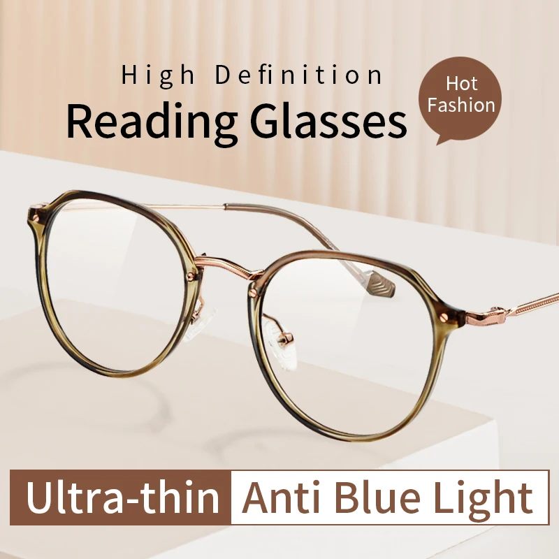 

Hot Fashion Ultra-Thin Tr90 Reading Glasses Lightweight CR39 Resin Lens, Anti Scratch Blue Light Blocking Anti Eyestrain Women