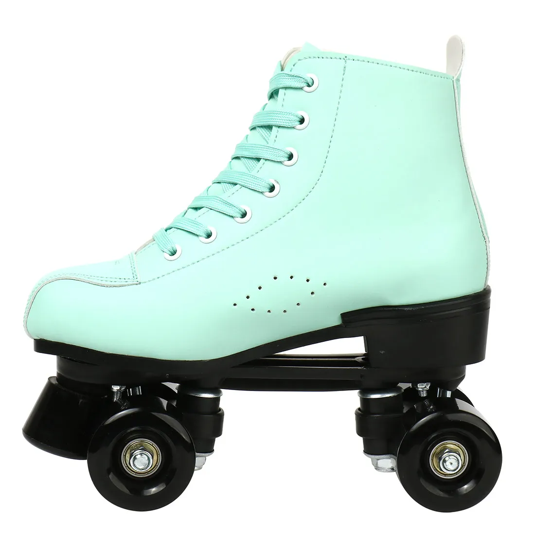 PU Leather Roller Skates Double Row Shoes Women Men Adult Two Line Skating Shoes with 4 Wheels Training Sneakers Purple Green