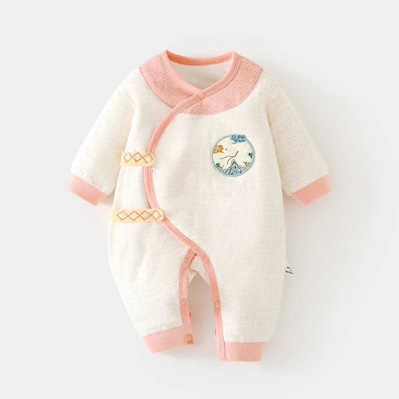 Newborn Baby Cotton-Padded Jumpsuit Thin Cotton Boneless Romper Autumn and Winter Cotton Newborn 40G Rompers Baby's Romper