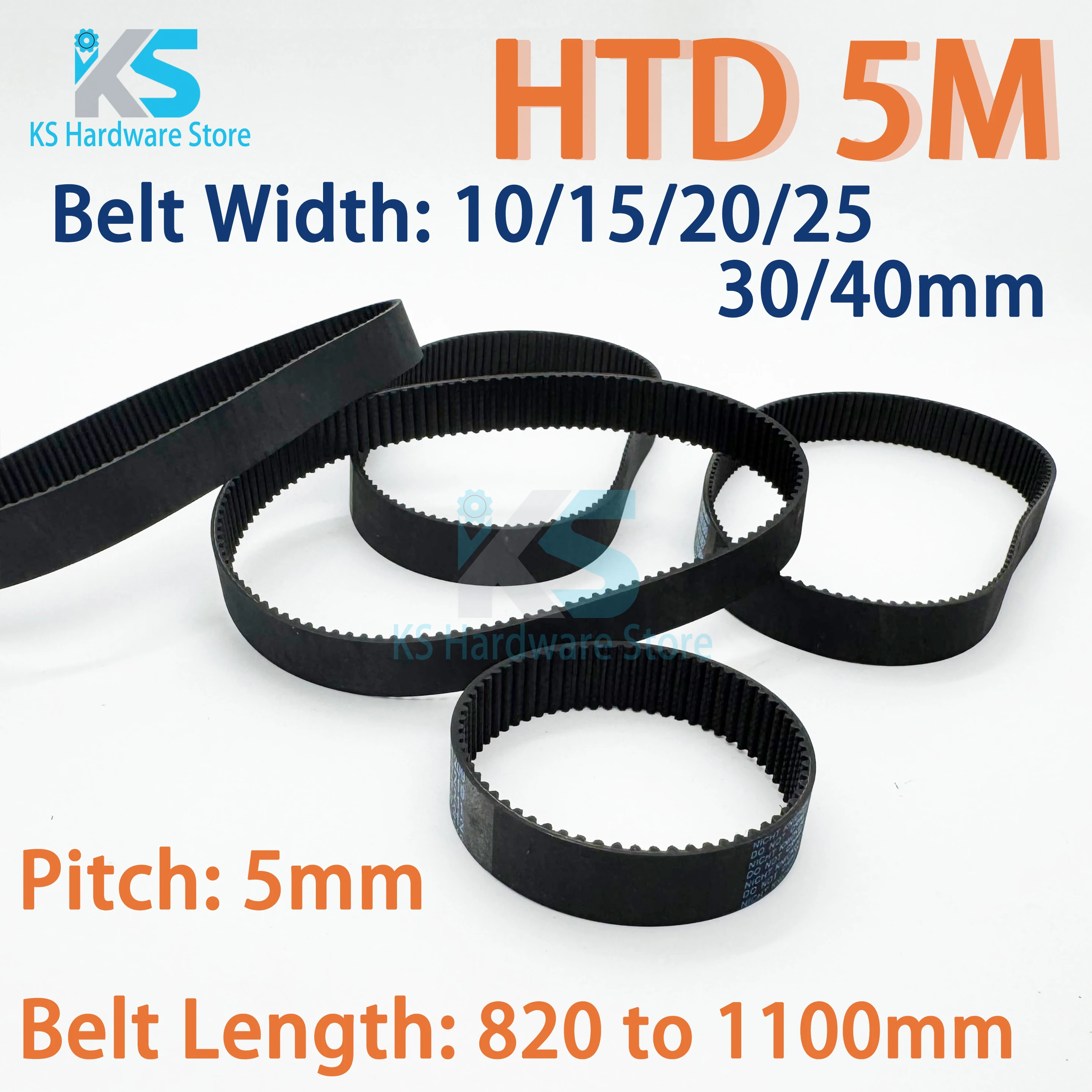 HTD 5M Timing Belt Lp=820 875 960 1000 1100mm  Rubber Belt Width 10 15 20 25 30 40 HTD5M Synchronous Belt Closed Belt Loop Belt