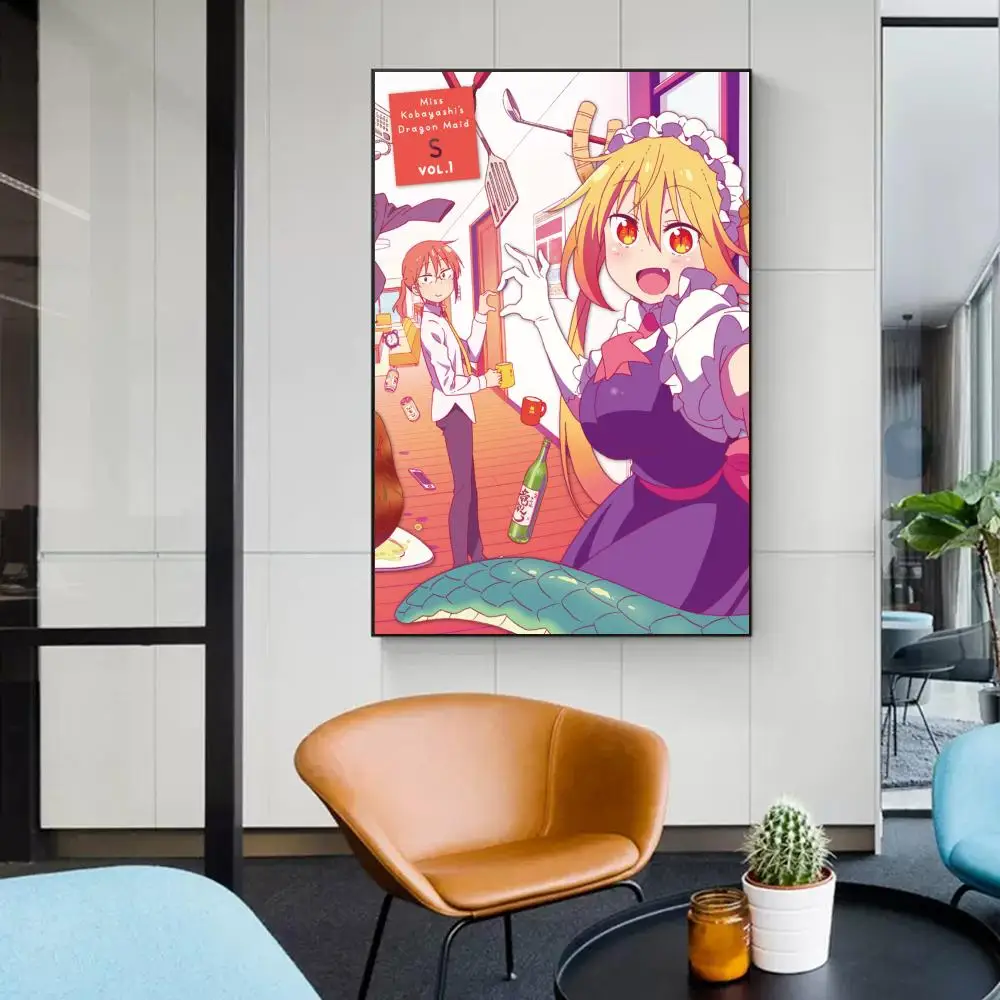 1PC Miss Kobayashi Dragon Maid Classic Anime Print Poster Paper Waterproof HD Sticker Bedroom Home Living Room Bar Wall Decor