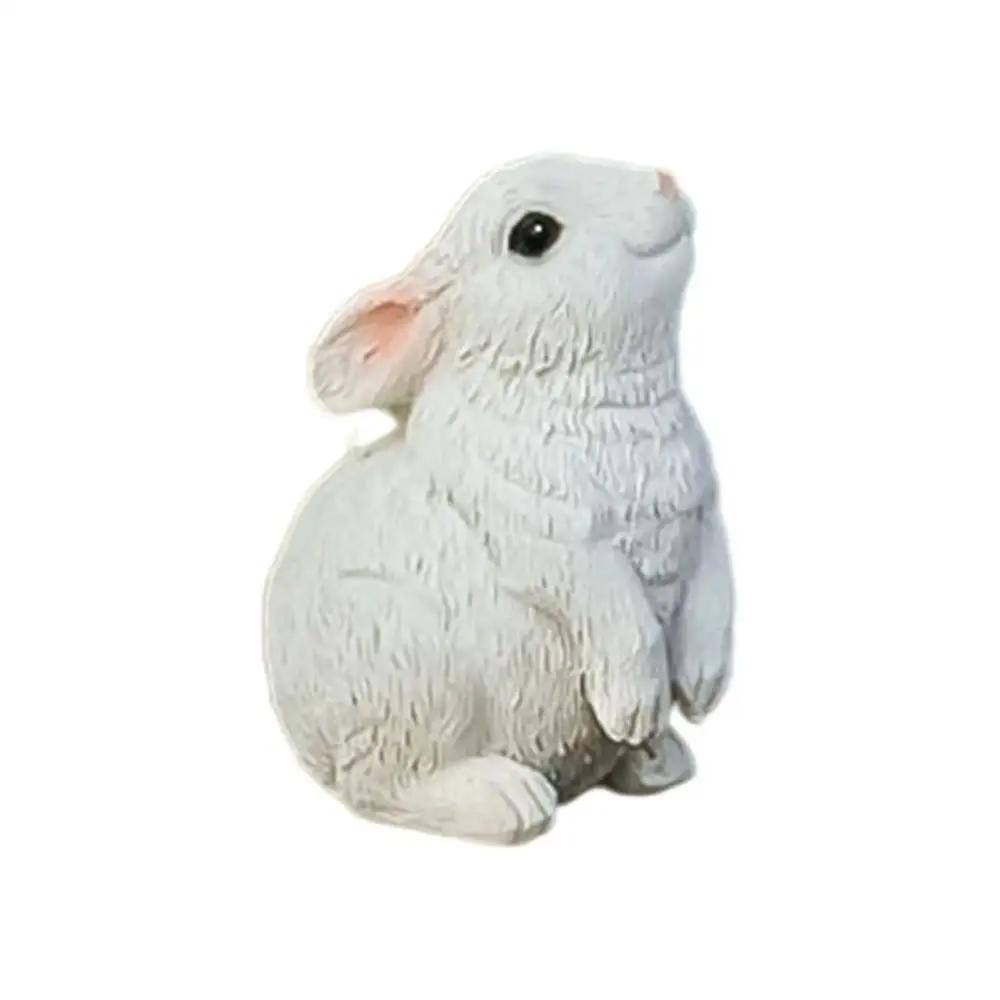 3pcs Microlandscape Resin Bunny Figurines Lovely Cute Animal Sculptures Simulated Waterproof Miniature Rabbit Statue Home