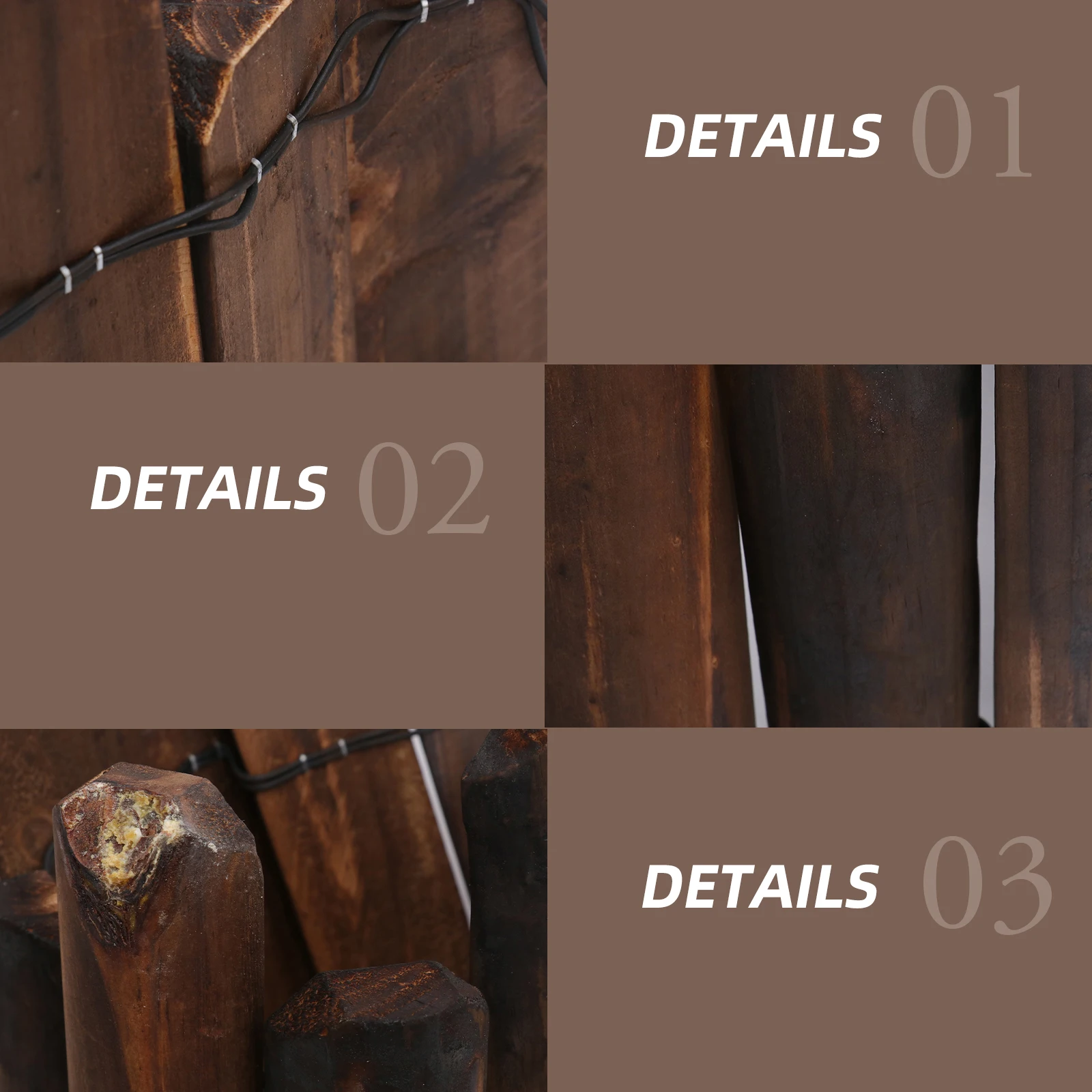 

Solid Wood Fence Outdoor Durable Garden Yard Decorative Partition Rustic Lightweight Easy Install Iron Wood Blend Garden