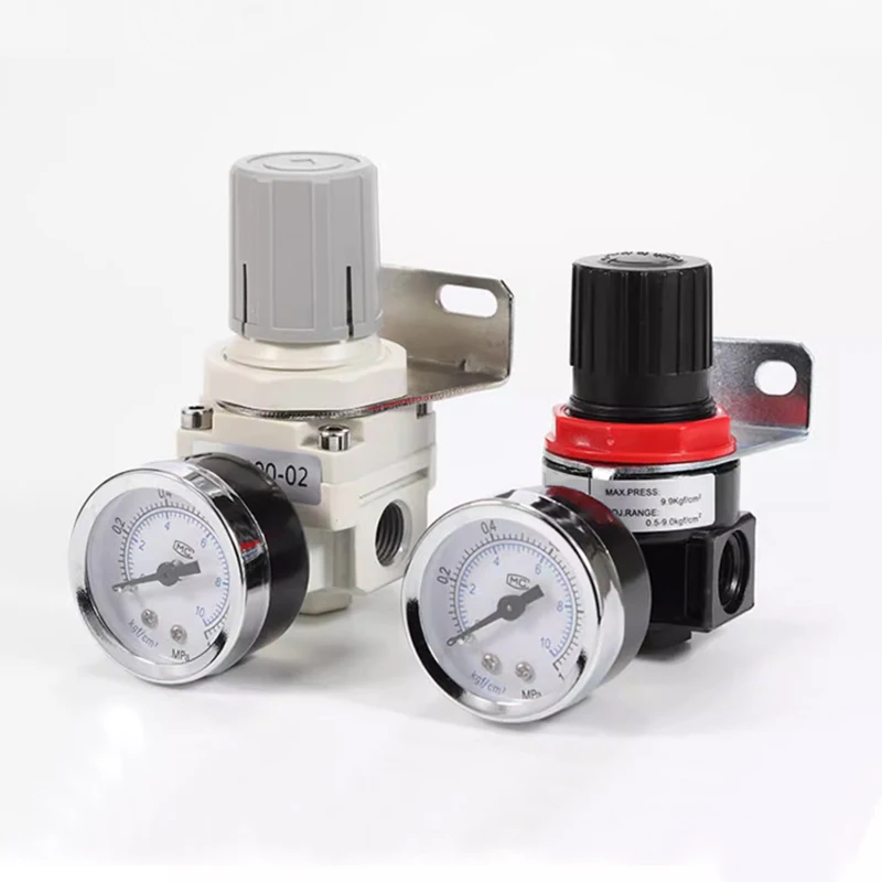 AR2000 AR2000-02 G1/4'' Pneumatic Air Control Compressor Pressure Relief Regulator Valve With Gauge and Bracket