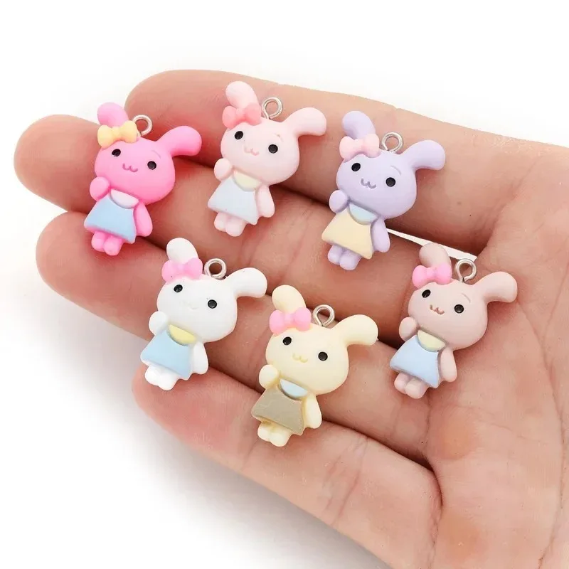 10Pcs Cute Rabbit Resin Charms DIY Jewelry Accessories for Earrings Necklaces Bracelets Keychains Handmade Decoration Making