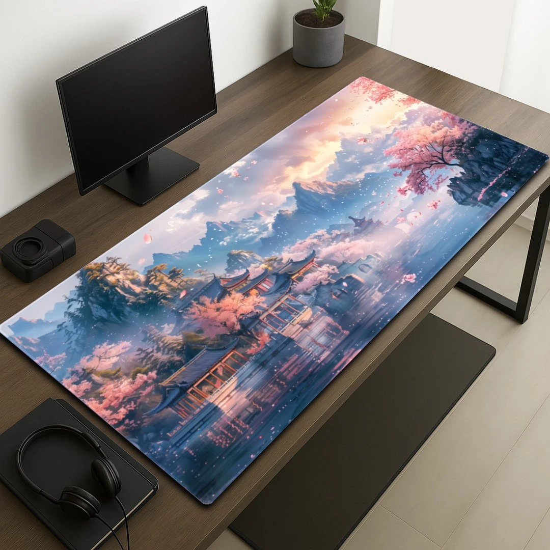 

Sakura Scenery mouse pad, rubber anti-slip, high-definition printed PC mechanical keyboard pad, high-quality table mat carpet