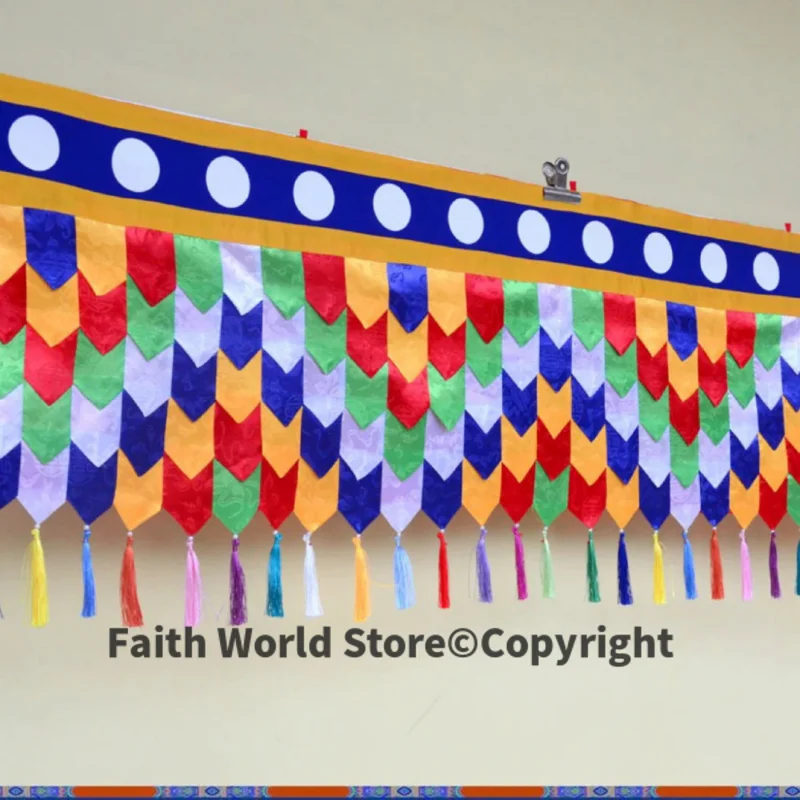 

490cm Wholesale Buddhist supplies home temple hotel hall WALL ceiling decor Auspicious curtain draperies streamer flag cloth