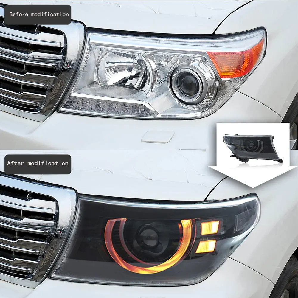 

Pair LED Headlights for Toyota Land Cruiser LC200 J200 2008-2015 81185-60F30 81145-60F20 with LED Lamp