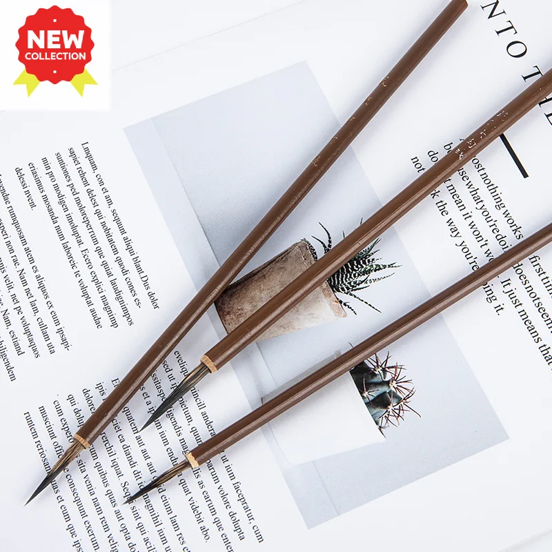 3pcs 23cm Bamboo Calligraphy Brush Pen Wool Chinese Calligraphy Painting Brush Pen Weasel Hair Regular Script Writing Brush