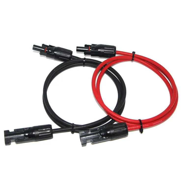 Custom Solar Panel Extension Cable Copper Wire Black and Red with Male Female Connector 1.5mm2 2.5mm2 4mm2 6mm2 DC Cable Cord