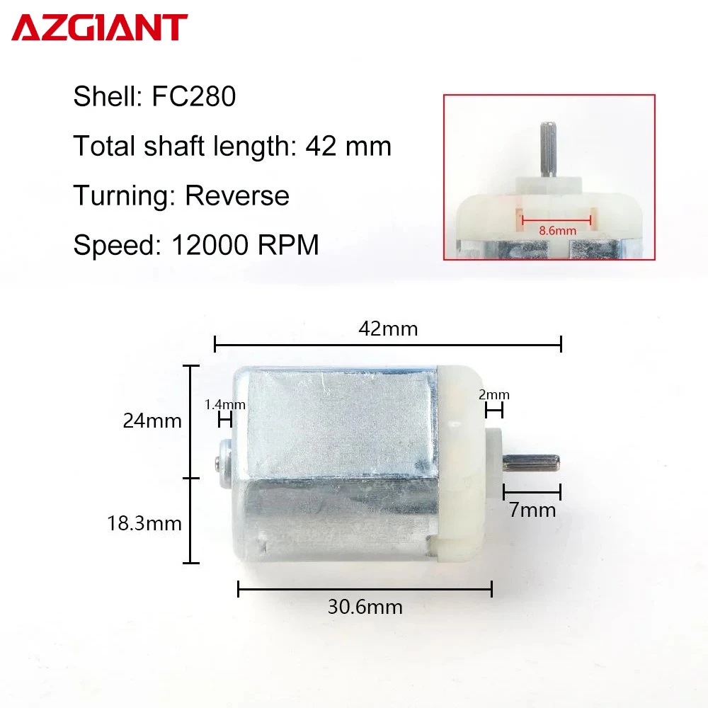 

FC280 DC Motor 12000 RPM 42mm DIY Repair Engine For Car Replacement Power OEM Accesseries Reverse Rotation Toy High Quality