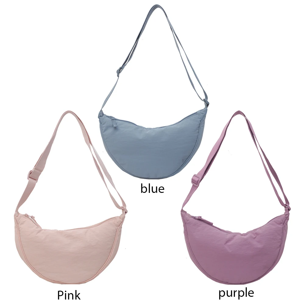 Bolsa axilas meia lua para mulheres, bolsa monocromática crossbody crescente, alça ajustável, festa de férias