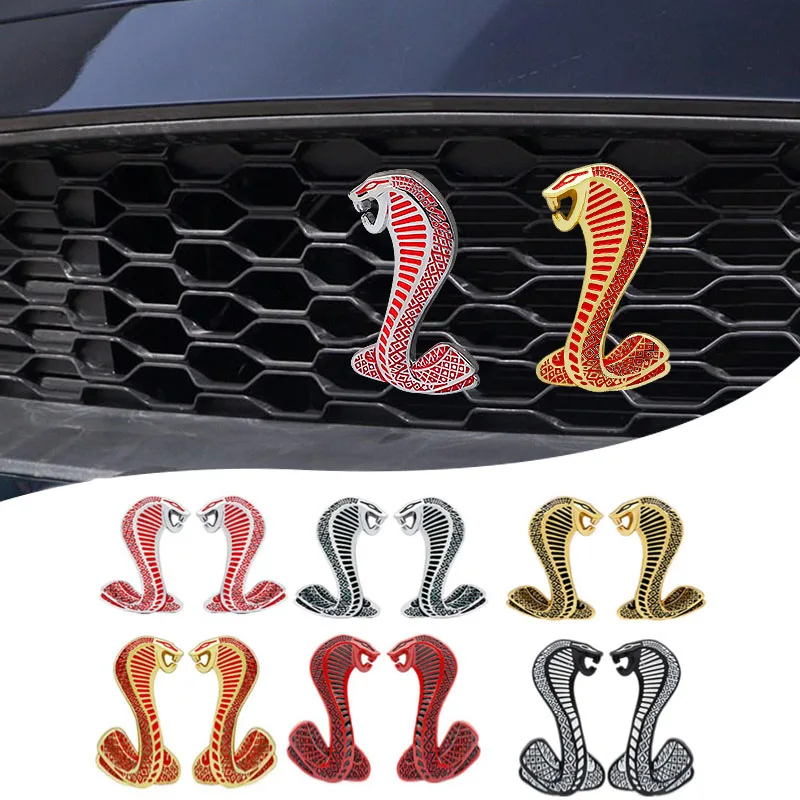 New Car Stickers 3D Metal Cobra Logo Badge Emblem For Cobra Shelby GT500 GT350 Decoration Car Accessories 3D Metal Accessories