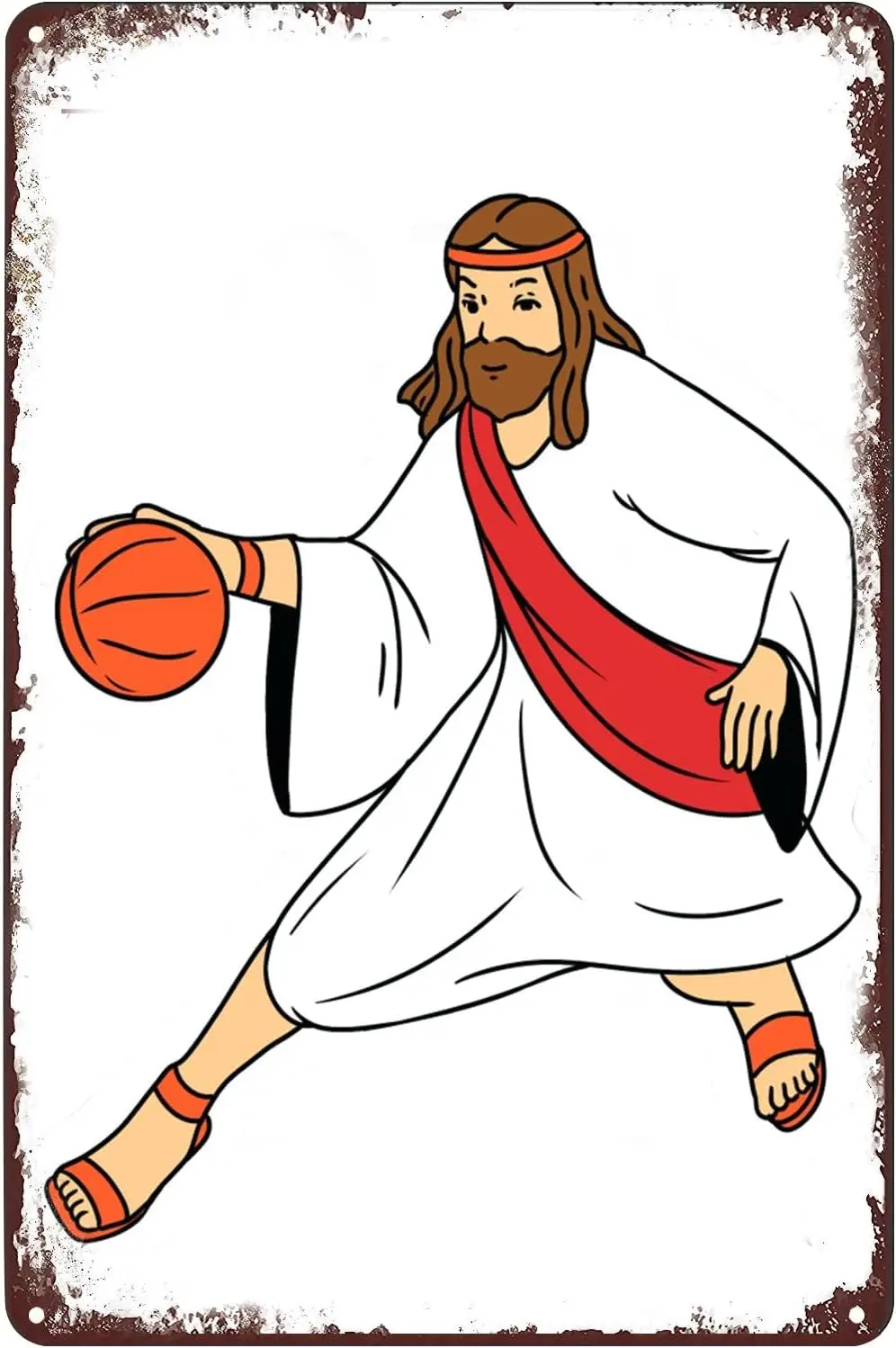 1p,Jesus Basketball Funny Tin Poster Vintage Metal Sign Wall Art Decor Plaque for Home Bar Cafe Club Office Garage Living Room B