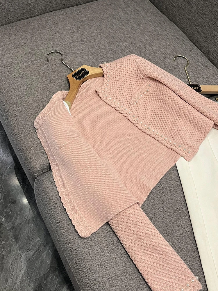 エレパールトリムラウンドネオープンカーディガンスリムフィットドクターデザインヘビー装飾スイートスレ中国製F05562