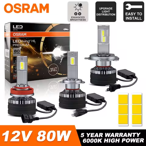OSRAM Original 80W High Power H7 H4 Led Car Headlight Bulbs 9012 HIR2 Car Lamp 9005 9006 HB4 HB3 H11 H8 Fog Light 6000K Auto 12V