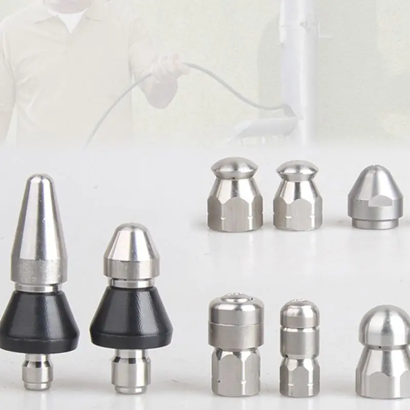 5000 PSI Stainless Steel Sewer Cleaning Tool High Pressure Extend Nozzle with 3/8" 1/4" Quick Connector for Pressure Jet Drain