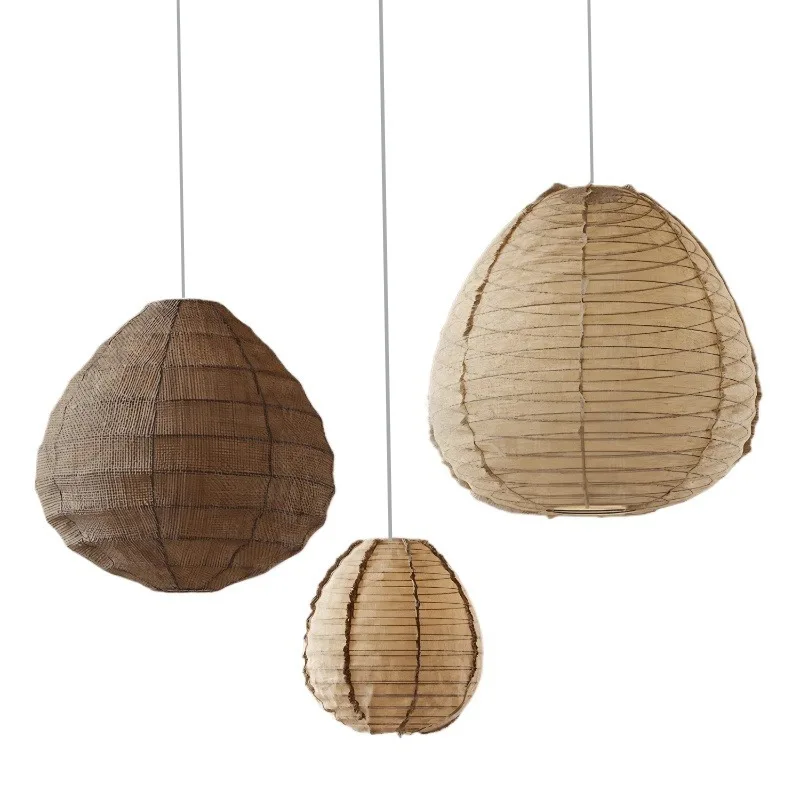 اليابانية القماش المعدني قلادة أضواء الإقامة المنزلية غرفة الشاي مطعم زن مستوحاة فانوس شكل متجر الملابس مقهى Hanglamps