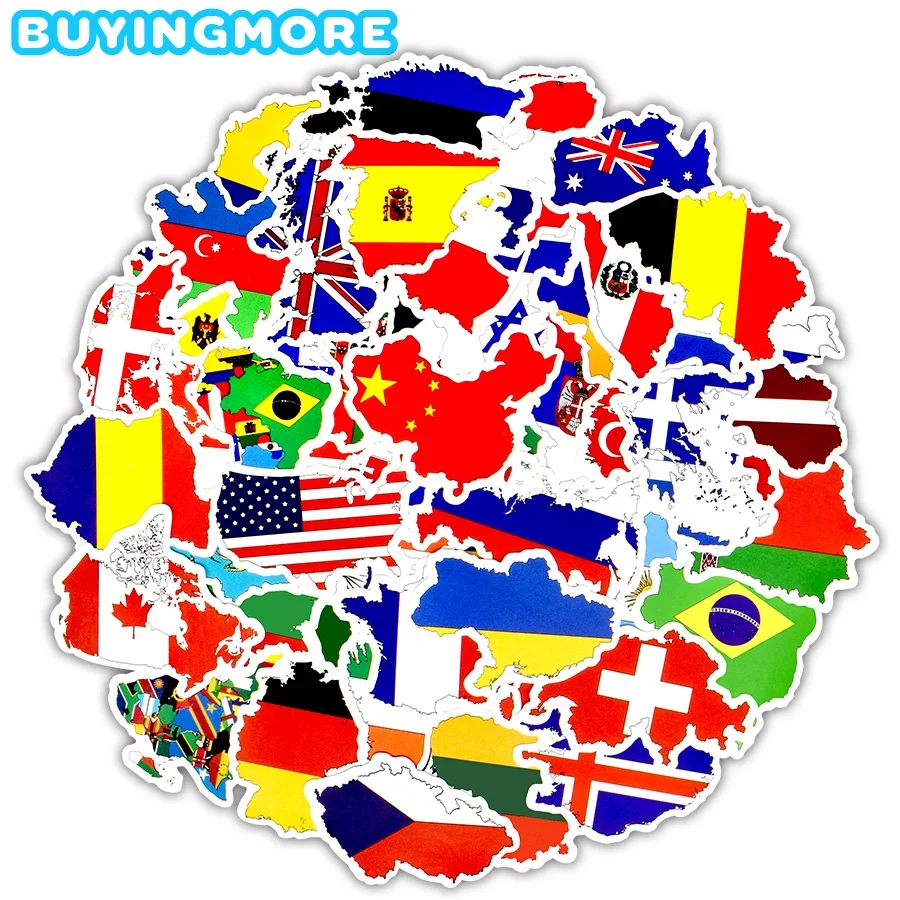 50 PCS National Flags Sticker Toy Travel Countries Map Waterproof Stickers to DIY Laptop Suitcase Motorcycle Skateboard Stickers