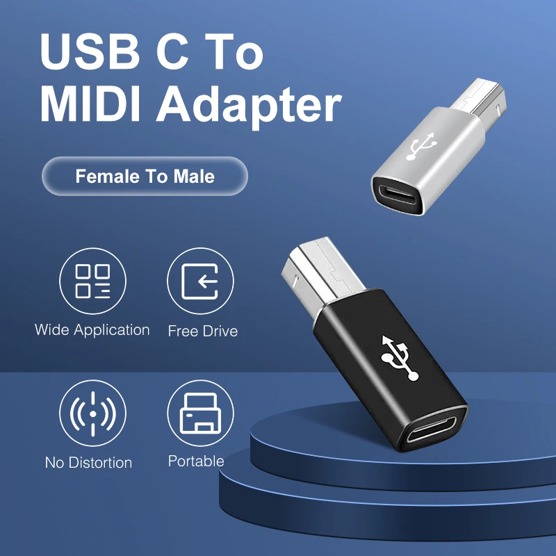 USB B 2.0 MIDI Printer Adapters USB Type C Female To Type B Male Converter For Keyboard Piano Electronic Drum Hard Drive Base