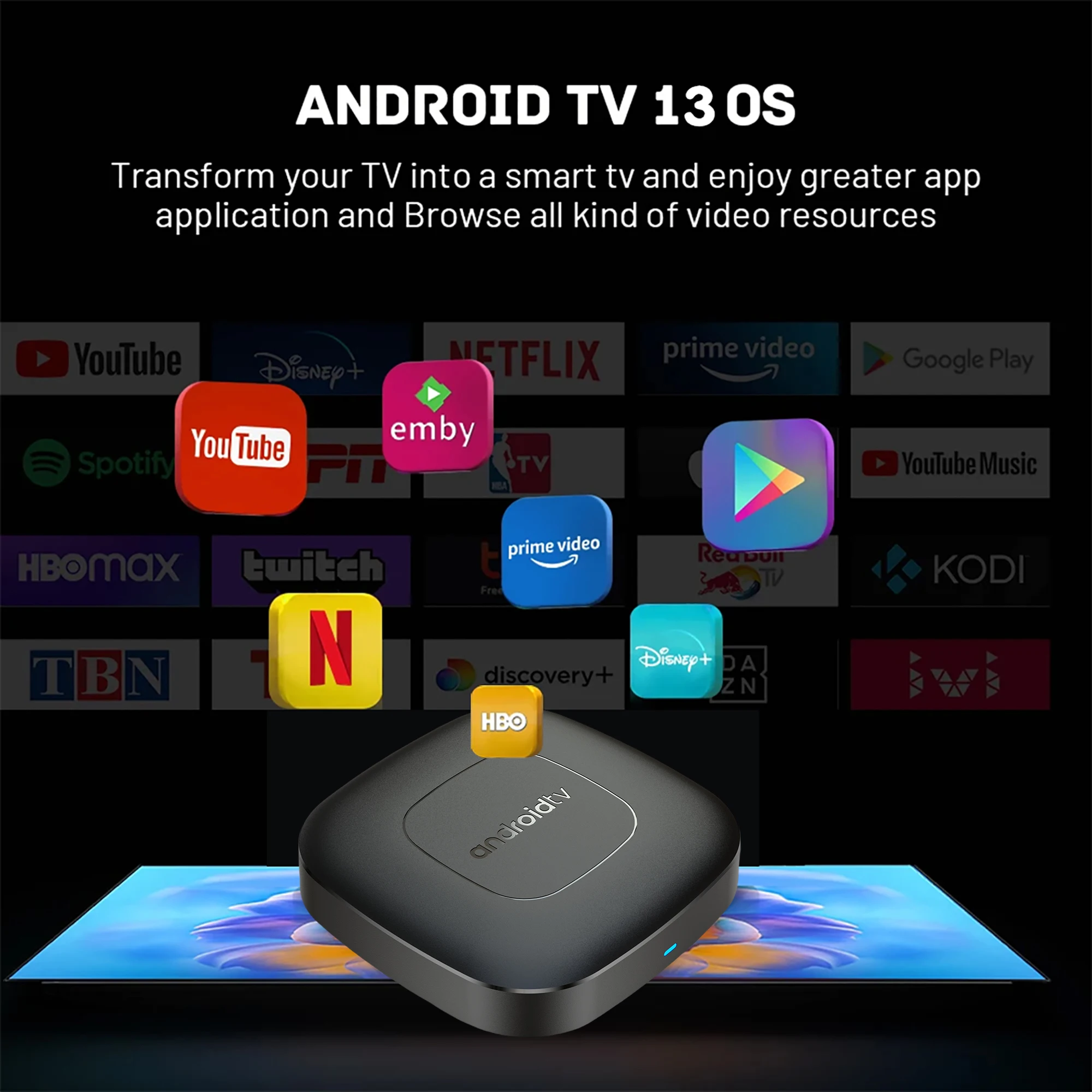 Android13 Smart Home Theater TV Box AllwinnerH313 Google Assistant Netflix Streaming Bluetooth Media Player 2G16G 2.4G5G Wifi T1