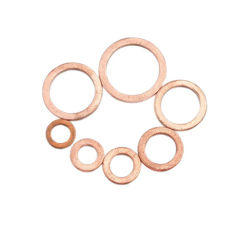 100PCS Set Copper Washer Gasket Nut and Bolt Set Flat Ring Seal Assortment Kit with Box M4 M8 M10 M12 M14 for Sump Plugs