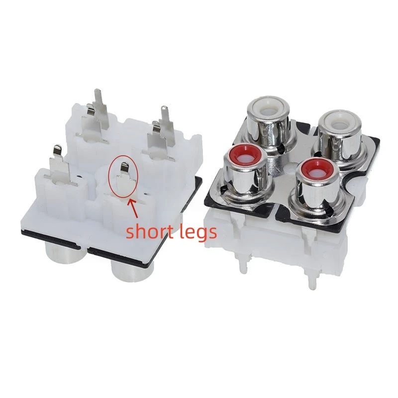 10pcs 4Pole 6Pin RCA Female Audio Video Plug AV Connector Socket Connector AV4-8.4-32 White + Red PCB Parts