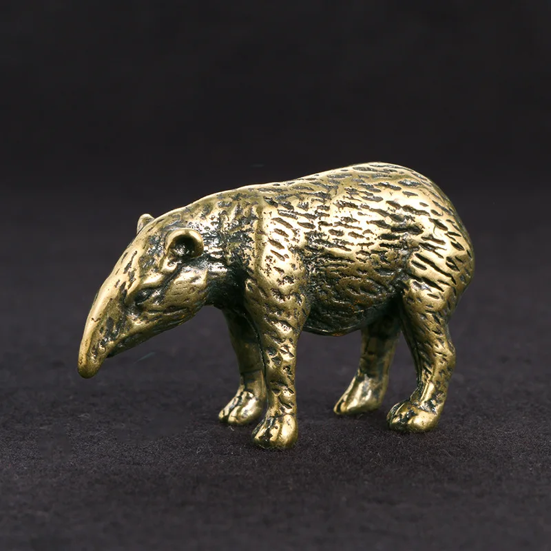 Solid Brass Sharp Mouth Beast Figurine Miniature Desktop Ornaments Small Animal Statue Tea Pet Home Decoration Crafts Collection