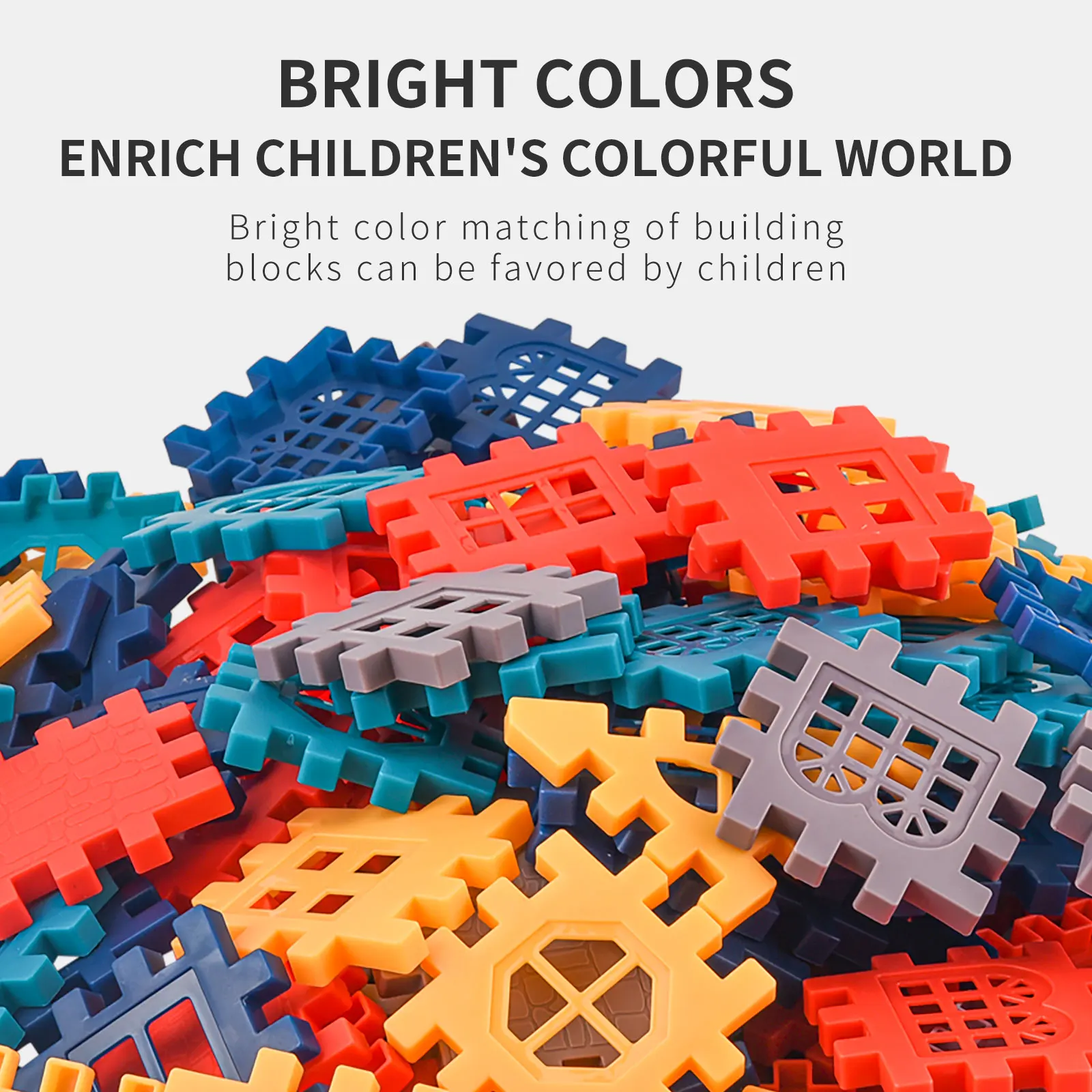 บล็อกตัวต่อพลาสติก Molandi สีเหลี่ยมสำหรับเด็กสร้างบ้านด้วยของเล่นแบบทำมือ