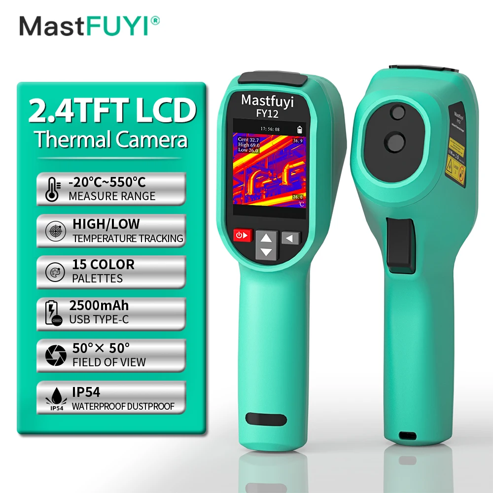 MASTFUYI FY12 Handheld Infrared Temperature Data Smart Recorder Industrial Pipeline Inspection PCB Floor Heating Inspection