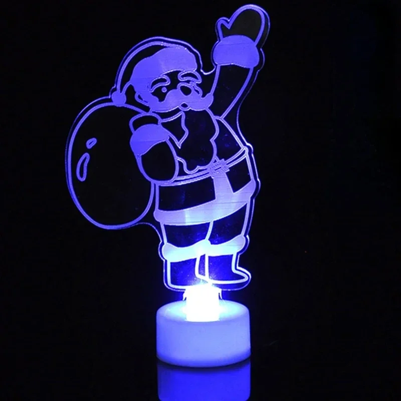 LED Christmas Decoration Night Lights Flashing Christmas Santa Claus Snowman Xmas Tree Lights Lamp Ornament for New Year Party