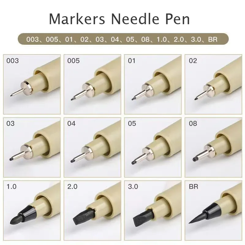 Art Manga Outlining Pen Pigment Liner Micron Pen Marker set Hook Line Needle Pen for Sketch Soft Brush Stationery Art Supplies