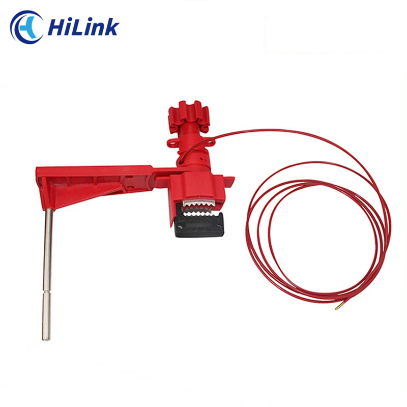 Universal Handle Rod Lock ,Industrial Safety Quarter Turn Gate Valve Lockout Device With Single Blocking Arm And Coated Cable