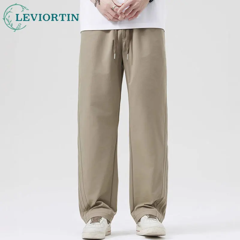 

Лето 2022, новые мужские молодежные модные полосатые брюки, тонкие, свободные, универсальные, простые, быстросохнущие прямые широкие брюки