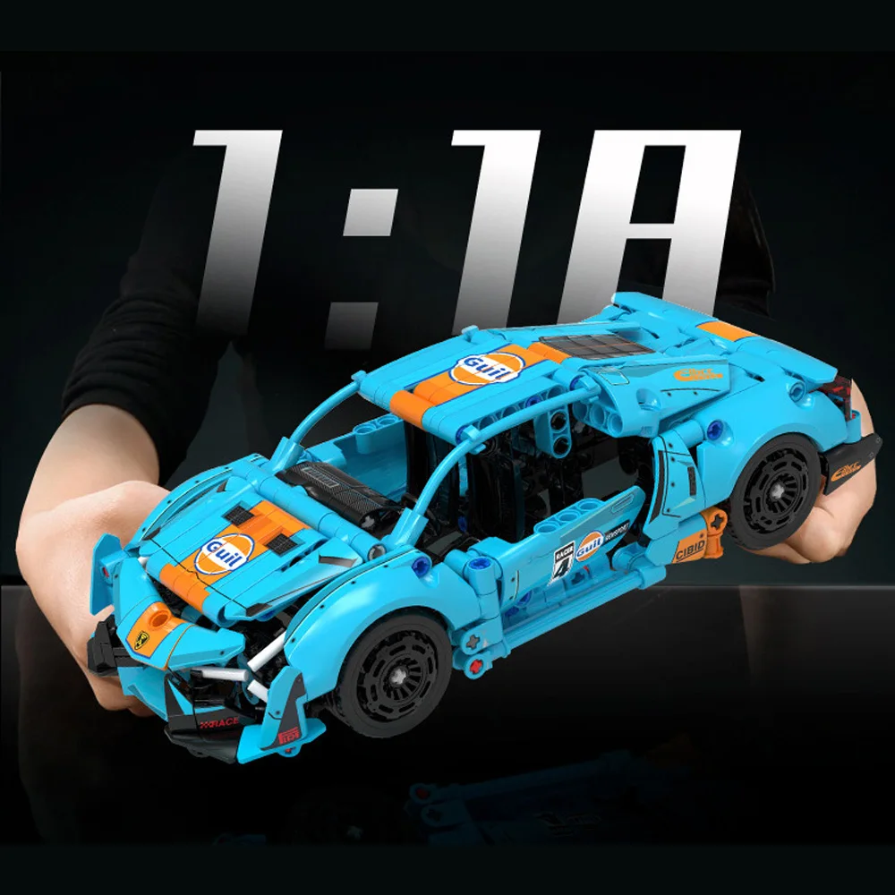 Technical 1:18 Scale Supercar Building Block Italia Bull Super Sport Car Revuelto Bricks Racing Model Vehicle Toy For Boys